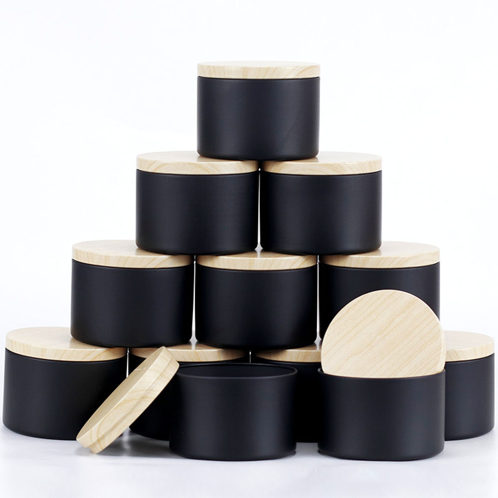 Candle Making Jars With Lids - 24個 4オンス ブラックキャンドルジャー、蓋付きラウンドメタルキャンドル缶、DIYストレージ、キャンドル作成用品に使用