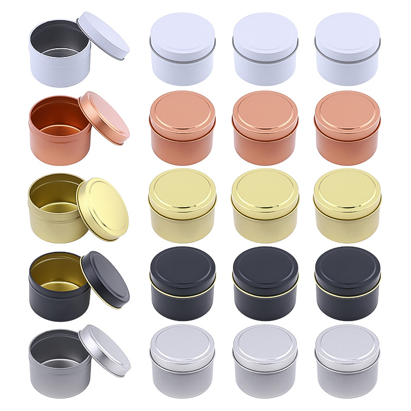 Candle Making Jars With Lids - 蓋付き丸型アルミキャンドル缶、キャンドル作り用空の金属瓶、化粧品容器、パーティーギフト、旅行用サイズ収納