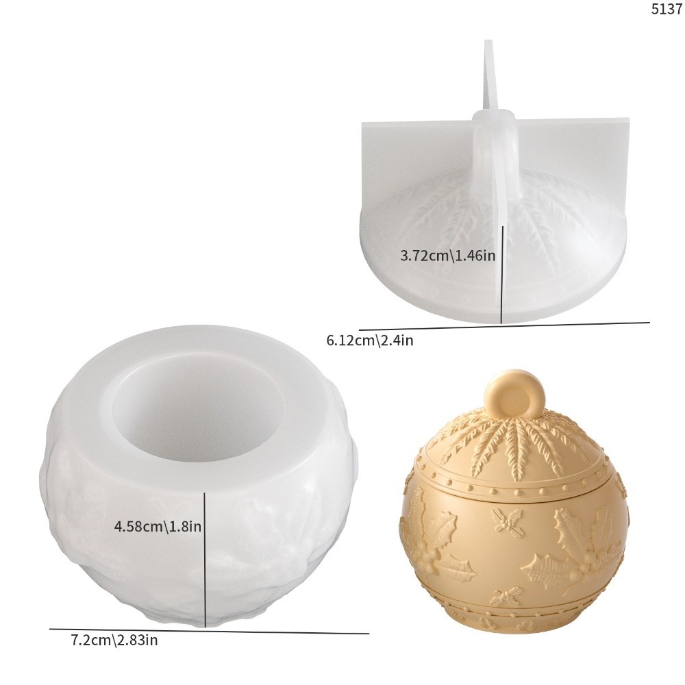 Candle Making Jars With Lids - 新しいシリコンキャンドルジャー型 3Dレリーフベリーデザイン 蓋付き 石膏樹脂型 クラフト製作 収納ボックス型