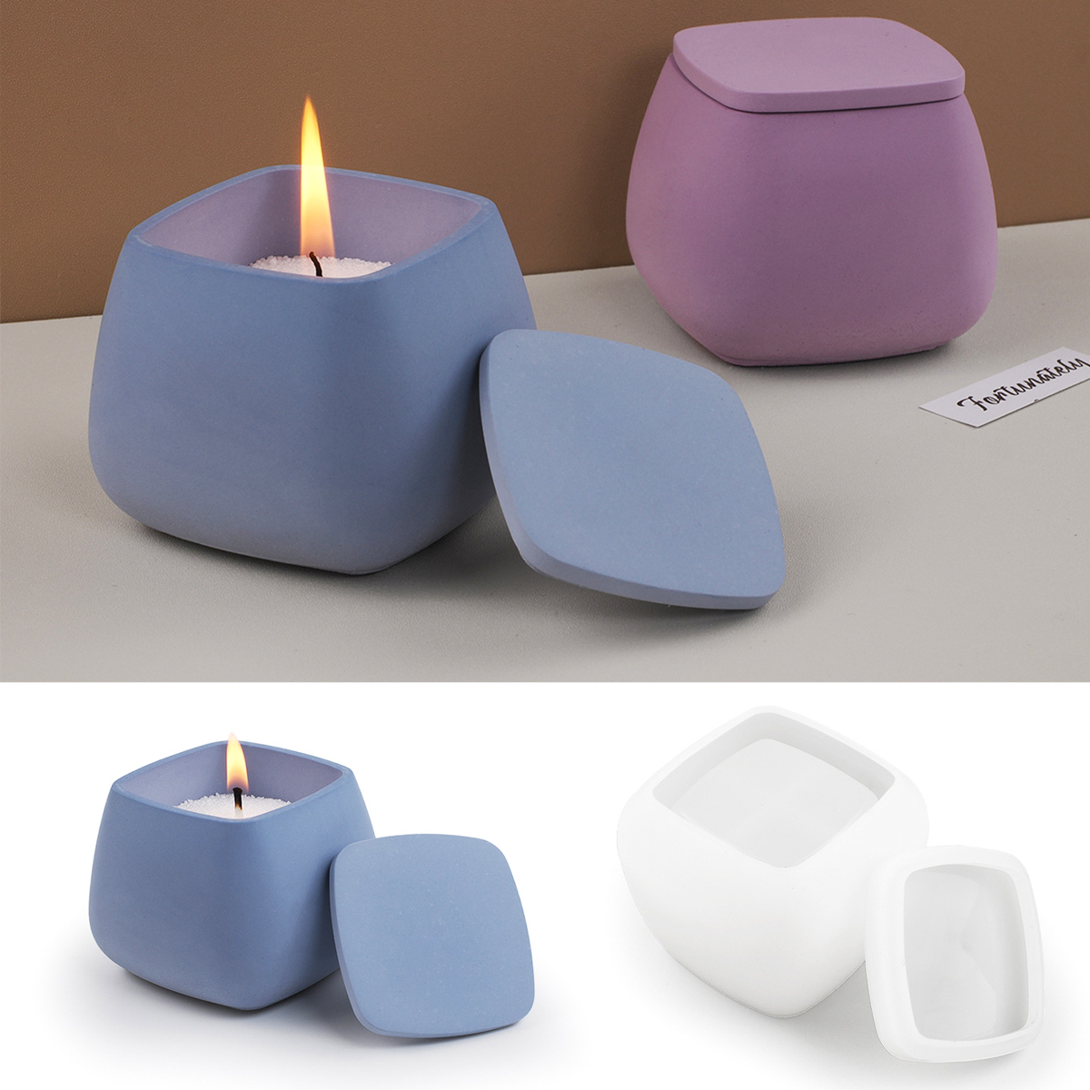 正方形のキャンドルジャーシリコーン型 DIY 蓋付きジュエリ - Candle Making Jars With Lids のレビューと価格