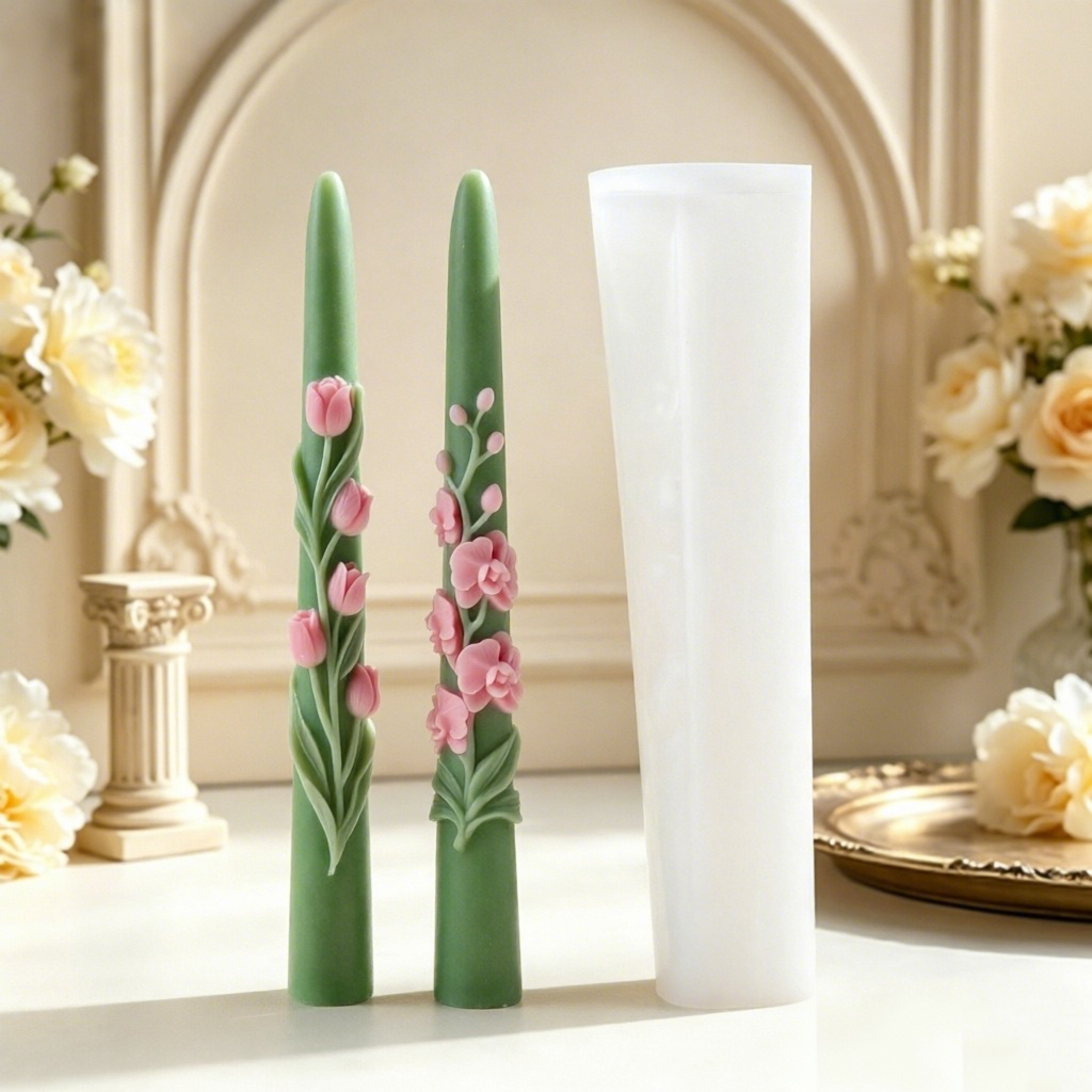 ロングポールフラワーテーパーキャンドルシリコンモールド3Dエ - Candle Making Reno のレビューと価格