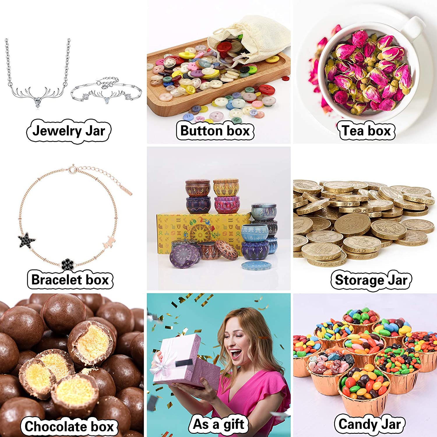 キャンドル缶 12個パック ラウンドキャンドルコンテナ 蓋付 - Candle Making Jars With Lids のレビューと価格
