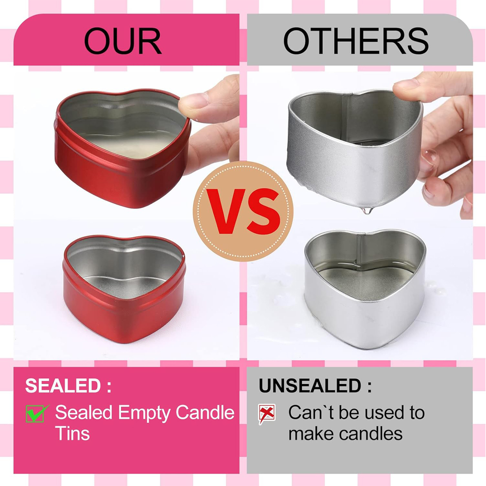 2オンスのハート型金属缶（蓋付き）、空のキャンドルジャー、キ - Candle Making Jars With Lids のレビューと価格