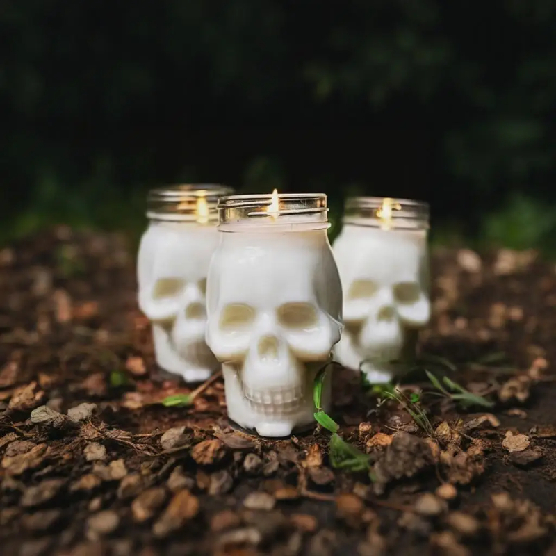 6個入り ハロウィン 透明スカル プラスチックジャー 蓋付き - Candle Making Jars With Lids のレビューと価格