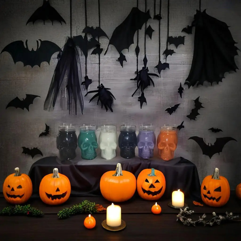 6個入り ハロウィン 透明 スカル プラスチックジャー 蓋付 - Candle Making Jars With Lids のレビューと価格