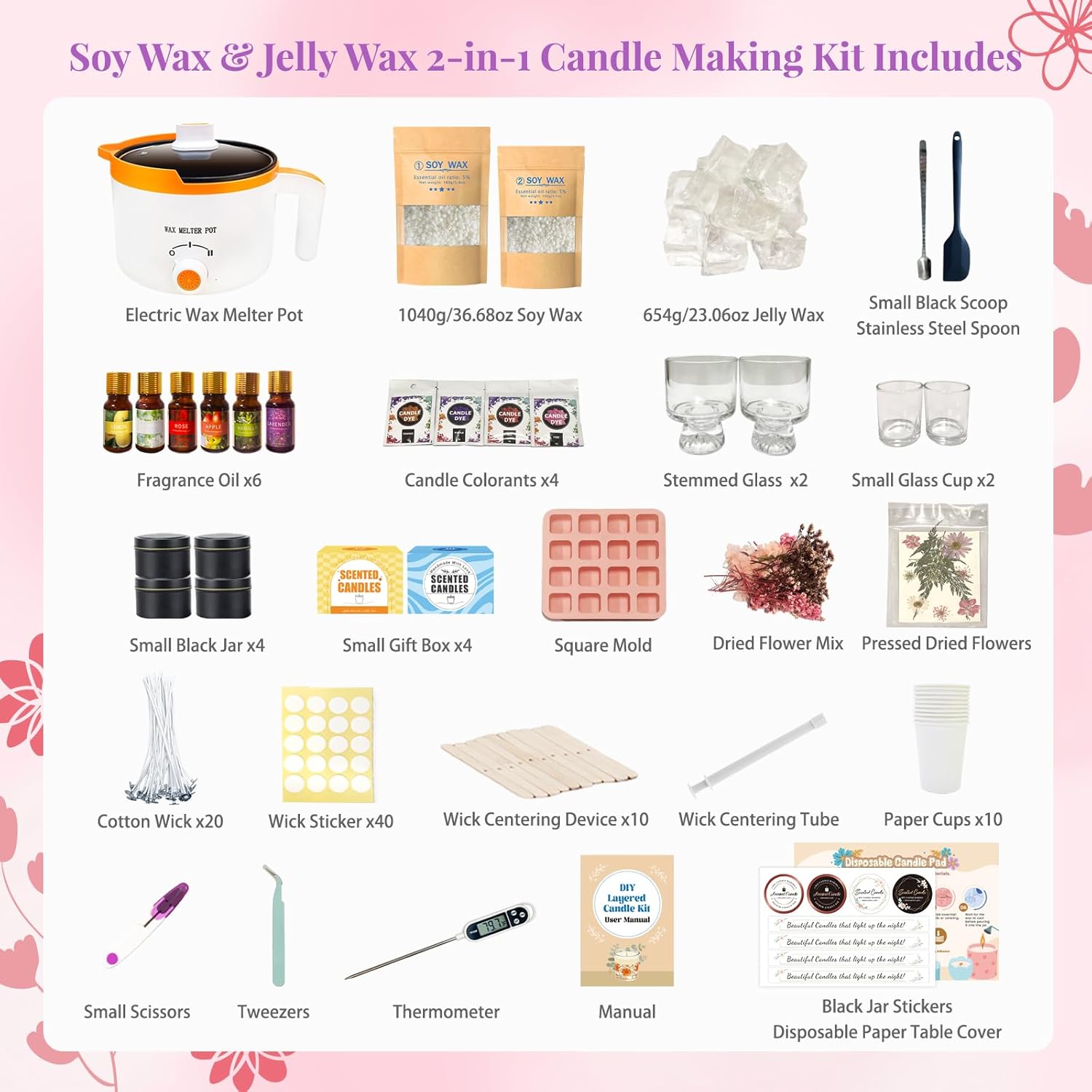2-in-1大豆＆ゼリーワックスDIYキャンドル作成キット（ - Candle Making Fragrances のレビューと価格