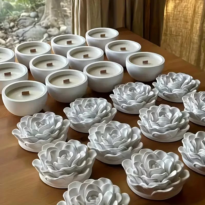 高品質3Dローズフラワーキャンドルジャー用シリコンモールド（ - Candle Making Jars With Lids のレビューと価格