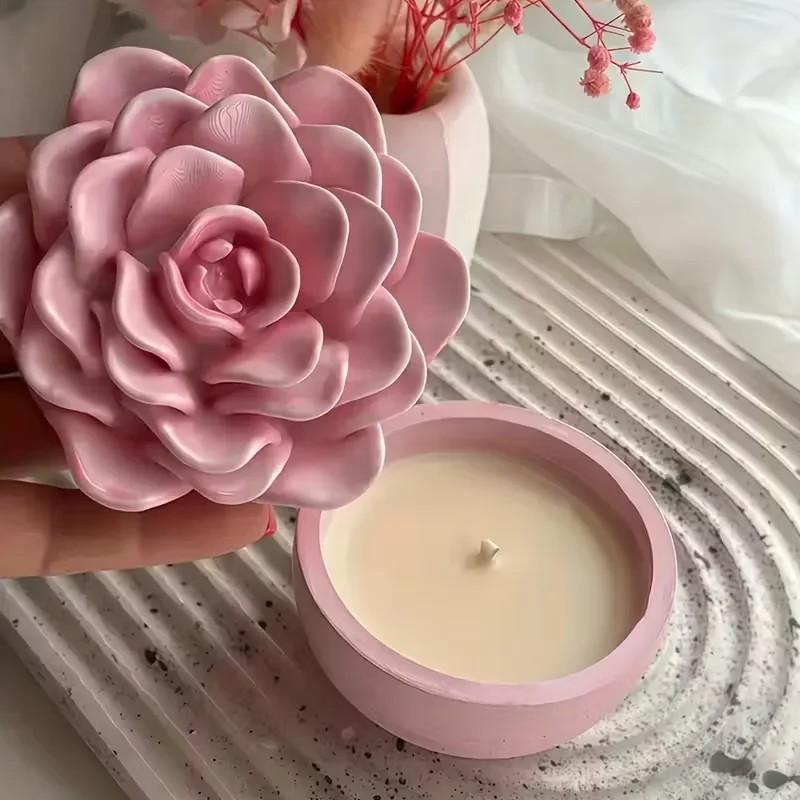 高品質3Dローズフラワーキャンドルジャー用シリコンモールド（ - Candle Making Jars With Lids のレビューと価格