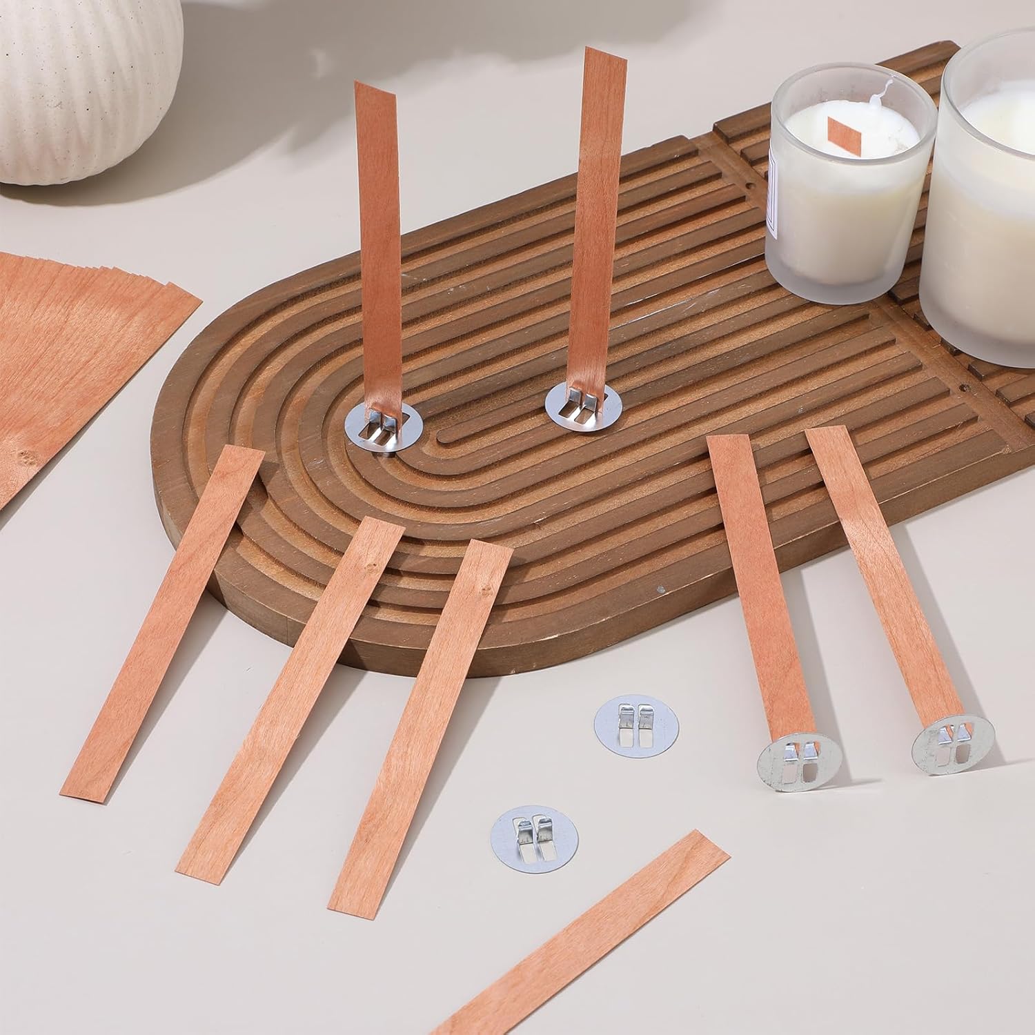60個入り木製キャンドル芯 無煙木製芯 金属ベース付き キャ - Candle Making Reno のレビューと価格